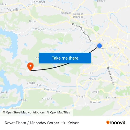 रावेत फाटा / महादेव कॉर्नर to कोल्वन map