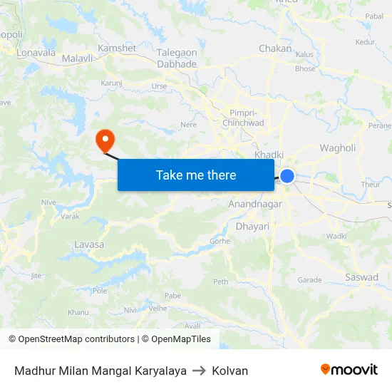 मधुर मिलन मंगल कार्यालय to कोल्वन map