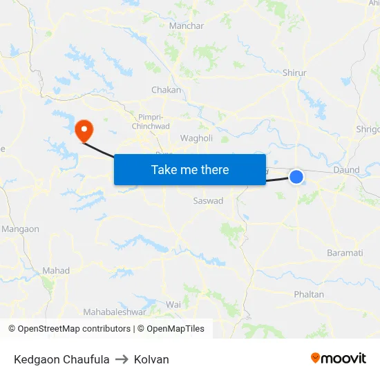 केडगाव चौफुला to कोल्वन map