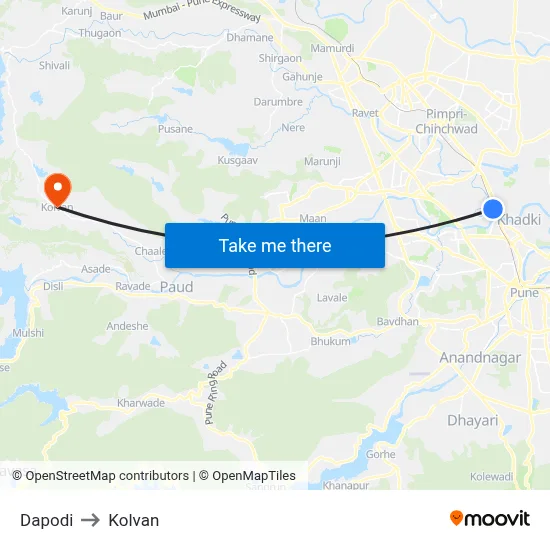 दापोडी to कोल्वन map