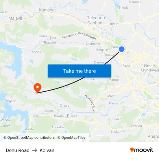 देहू रोड to कोल्वन map