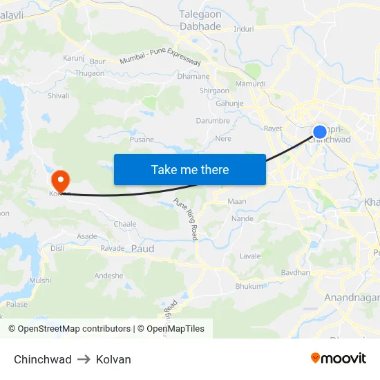 चिंचवड to कोल्वन map