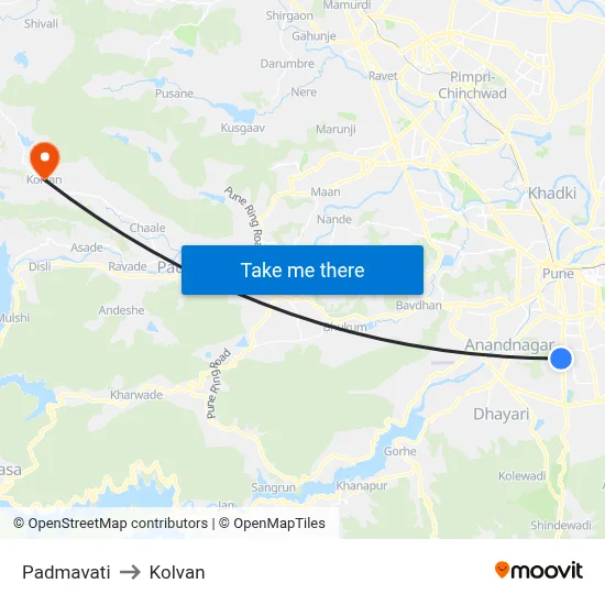 पद्मावती to कोल्वन map