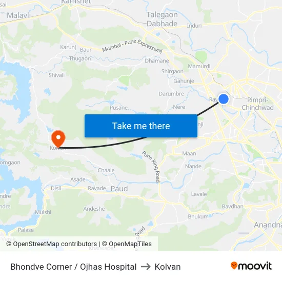 भोंडवे कॉर्नर / ओझास हॉस्पिटल to कोल्वन map