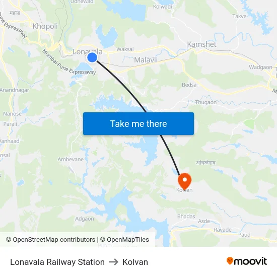 लोणावला रेलवे स्टेशन to कोल्वन map