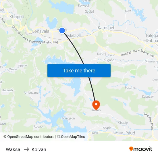 वाक्सई to कोल्वन map