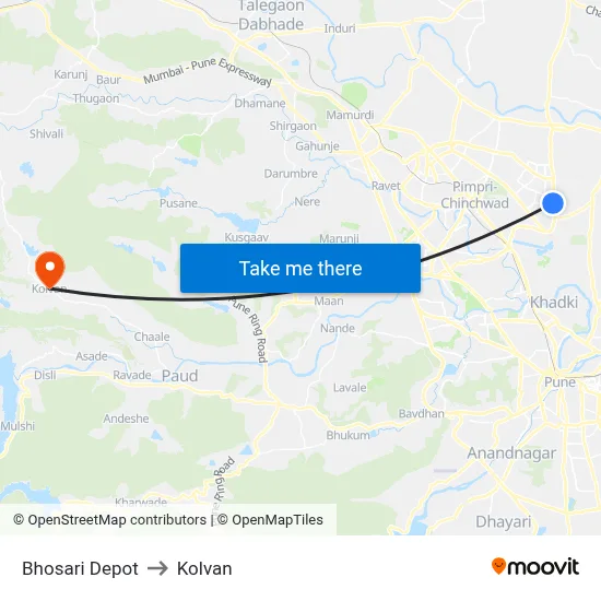 भोसाड़ी डिपो to कोल्वन map