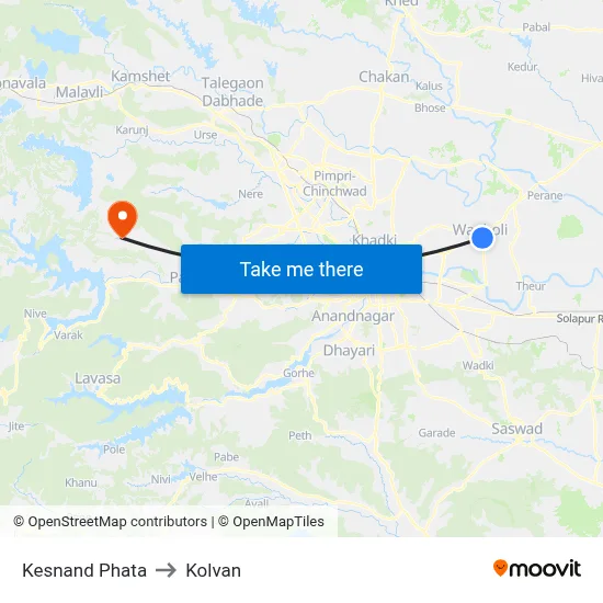 केसनंद फाटा to कोल्वन map