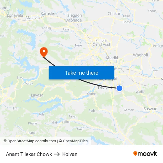 अनंत टिळेकर चौक to कोल्वन map