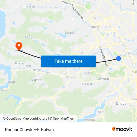 परिहार चौक to कोल्वन map