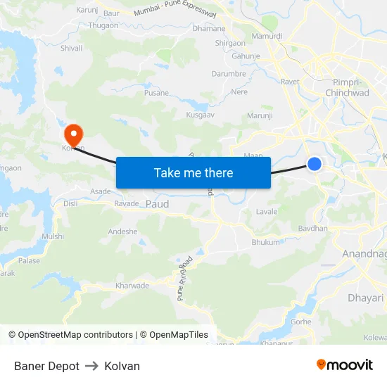 बाणेर डेपो to कोल्वन map