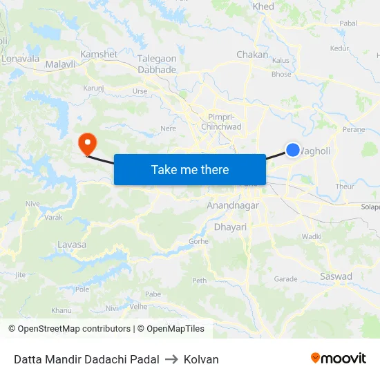 दत्त मंदिर दादाची पडळ to कोल्वन map