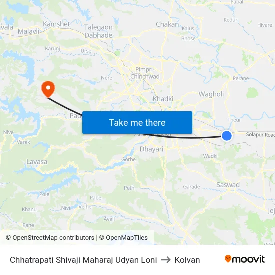 छत्रपति शिवाजी महाराज उद्यान लोणी to कोल्वन map