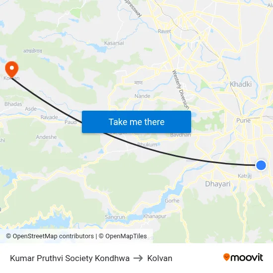 कुमार पृथ्वी सोसायटी कोंढवा to कोल्वन map