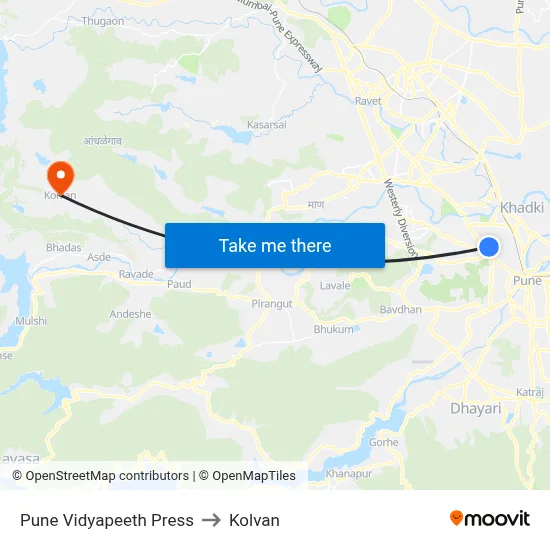Pune Vidyapeeth Press to कोल्वन map