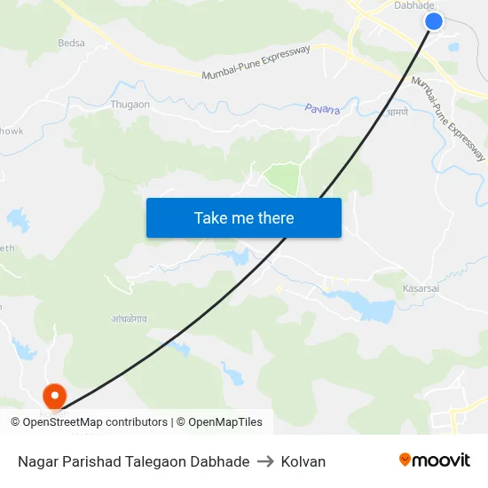 नगर परिषद तळेगाव दाभाडे to कोल्वन map