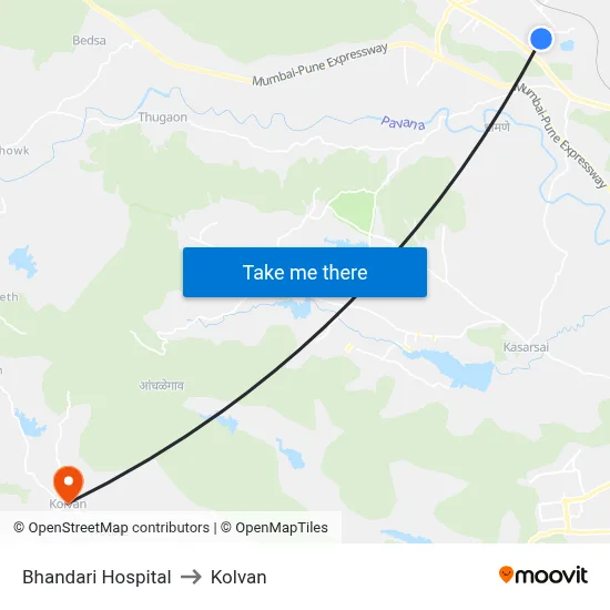 भंडारी हॉस्पिटल to कोल्वन map