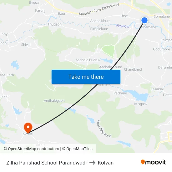 Zilha Parishad School Parandwadi to कोल्वन map