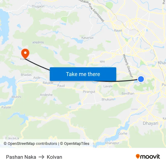 पाषाण नाका to कोल्वन map