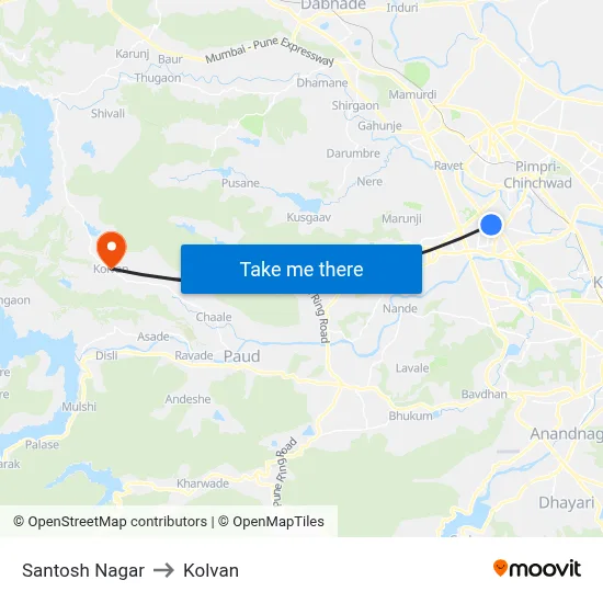 संतोष नगर to कोल्वन map