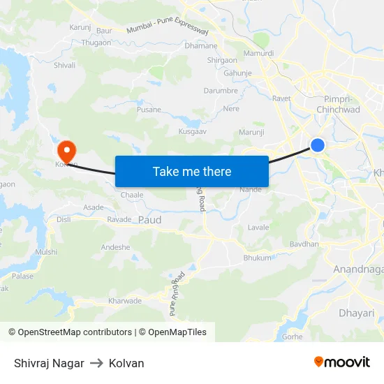 शिवराज नगर to कोल्वन map