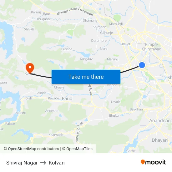 शिवराज नगर to कोल्वन map