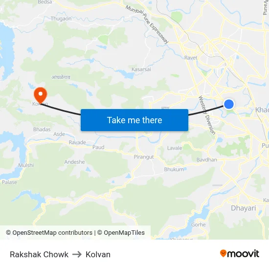 रक्षक चौक to कोल्वन map
