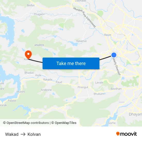 वाकड to कोल्वन map
