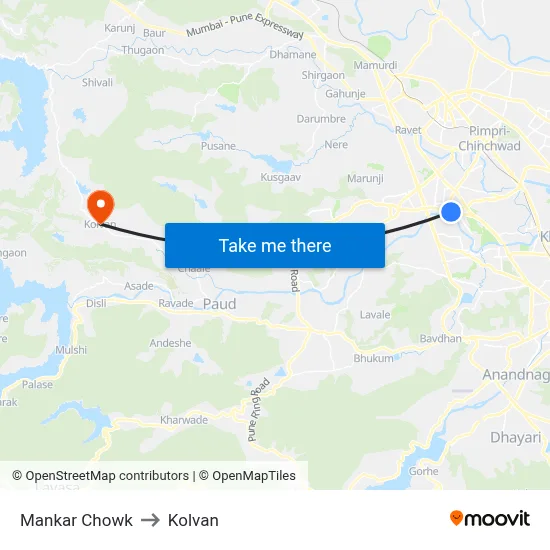 मानकर चौक to कोल्वन map