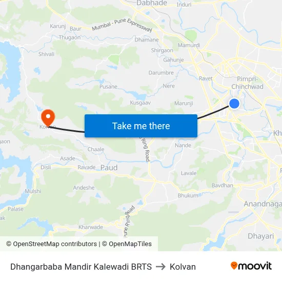 Dhangarbaba Mandir Kalewadi BRTS to कोल्वन map
