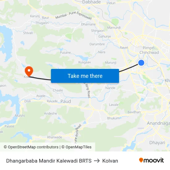 Dhangarbaba Mandir Kalewadi BRTS to कोल्वन map