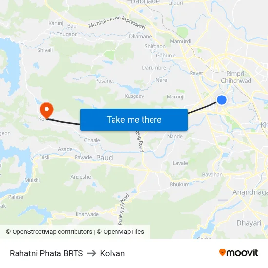Rahatni Phata BRTS to कोल्वन map
