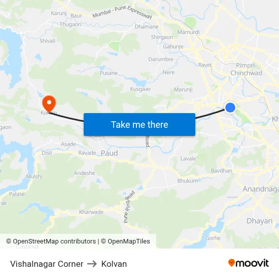 विशालनगर कॉर्नर to कोल्वन map