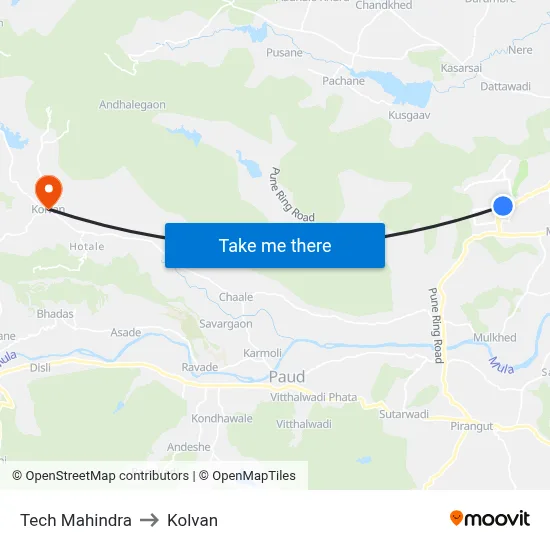 टेक महिंद्रा to कोल्वन map
