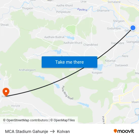 एमसीए स्टेडियम गहुंजे to कोल्वन map