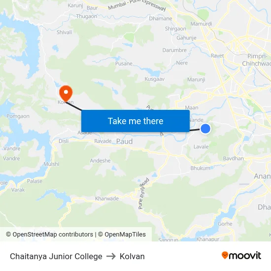 चैतन्य जूनियर कॉलेज to कोल्वन map