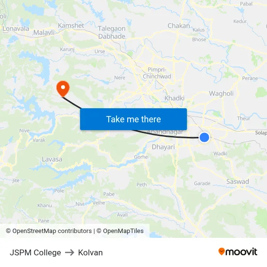 जेएसपीएम कॉलेज to कोल्वन map