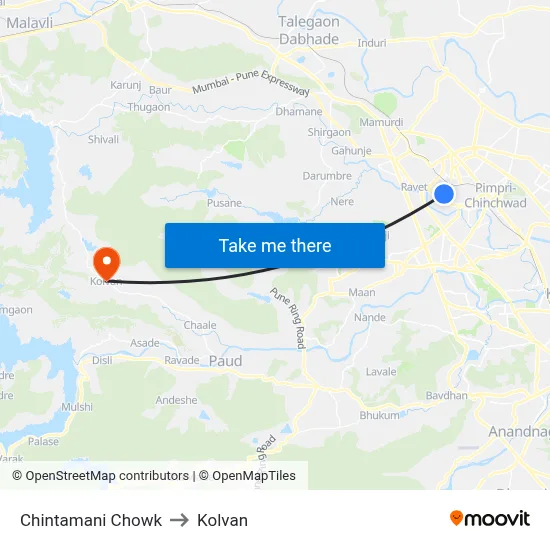 चिंतामणि चौक to कोल्वन map