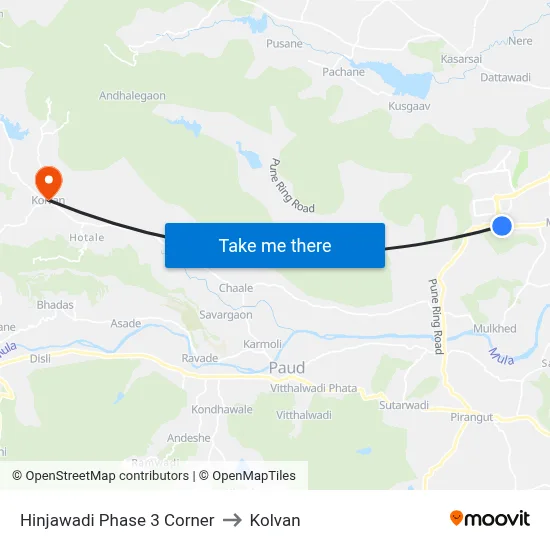 हिंजवाड़ी फेज 3 कॉर्नर to कोल्वन map
