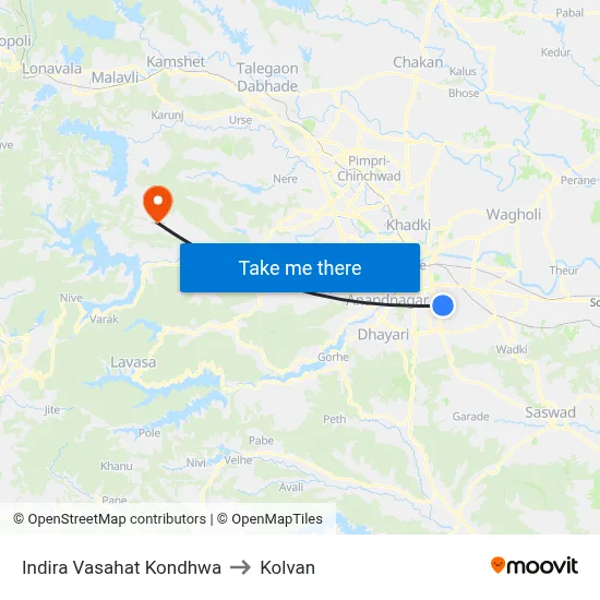 इंदिरा वसाहत कोंढवा to कोल्वन map
