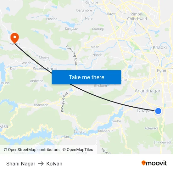 शनि नगर to कोल्वन map