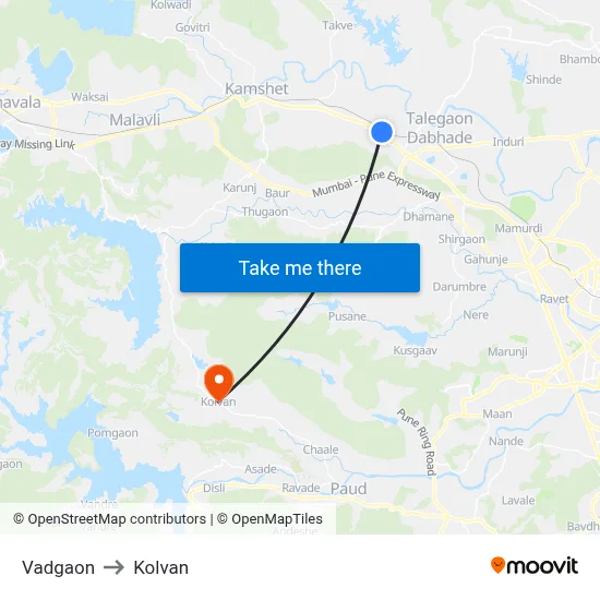 वडगाव to कोल्वन map