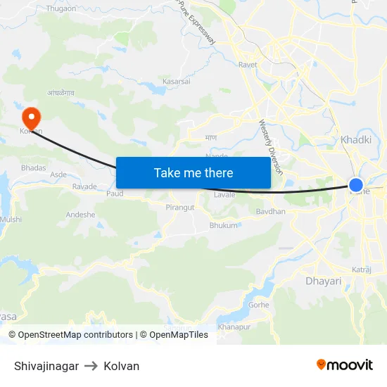 शिवाजीनगर to कोल्वन map