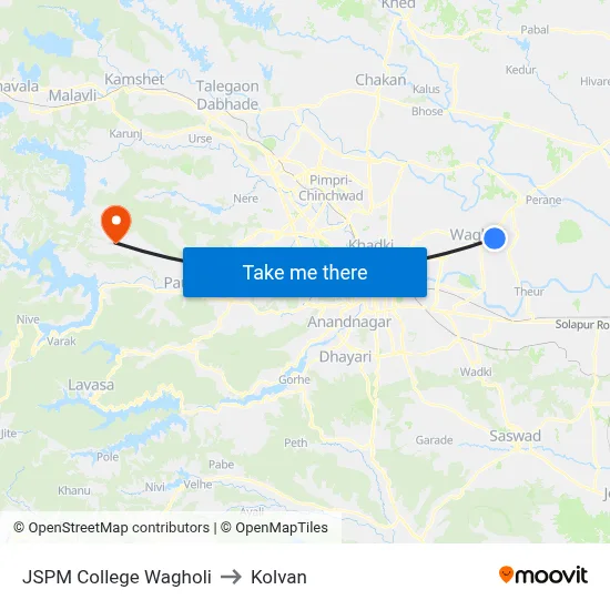 जेएसपीएम कॉलेज वाघोली to कोल्वन map