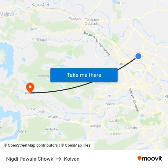 निगडी पवळे चौक to कोल्वन map