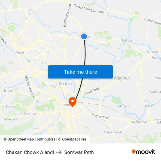 Chakan Chowk Alandi to Somwar Peth map