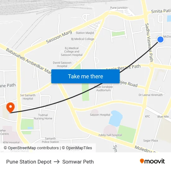 Pune Station Depot to Somwar Peth map