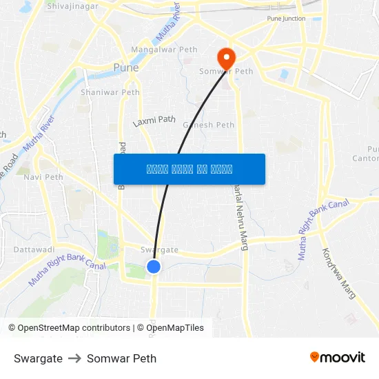 Swargate to Somwar Peth map