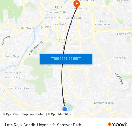 स्व. राजीव गांधी उद्यान to सोमवार पेठ map