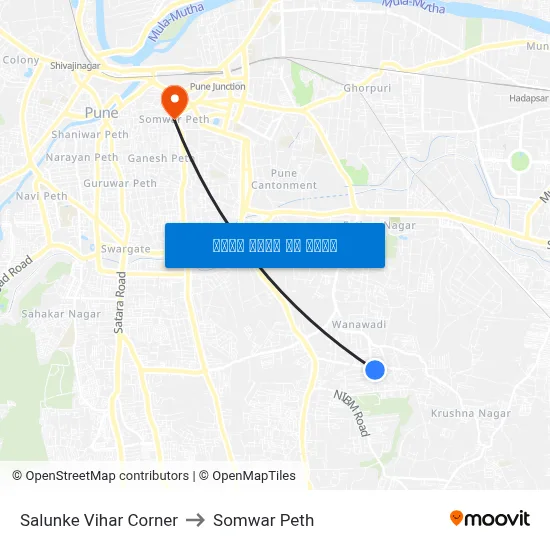 सालुंके विहार कॉर्नर to सोमवार पेठ map
